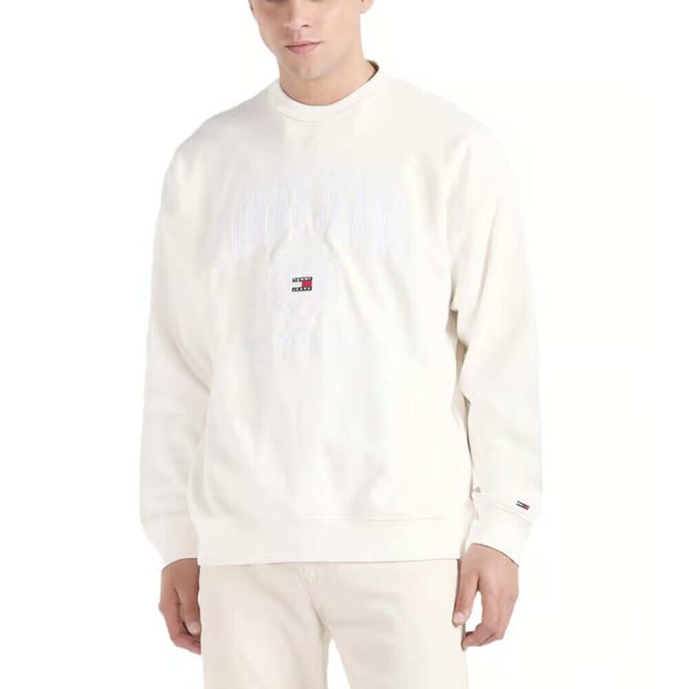 Tommy Hilfiger Ancient White Self Loose Fit Sweatshirt Size Large